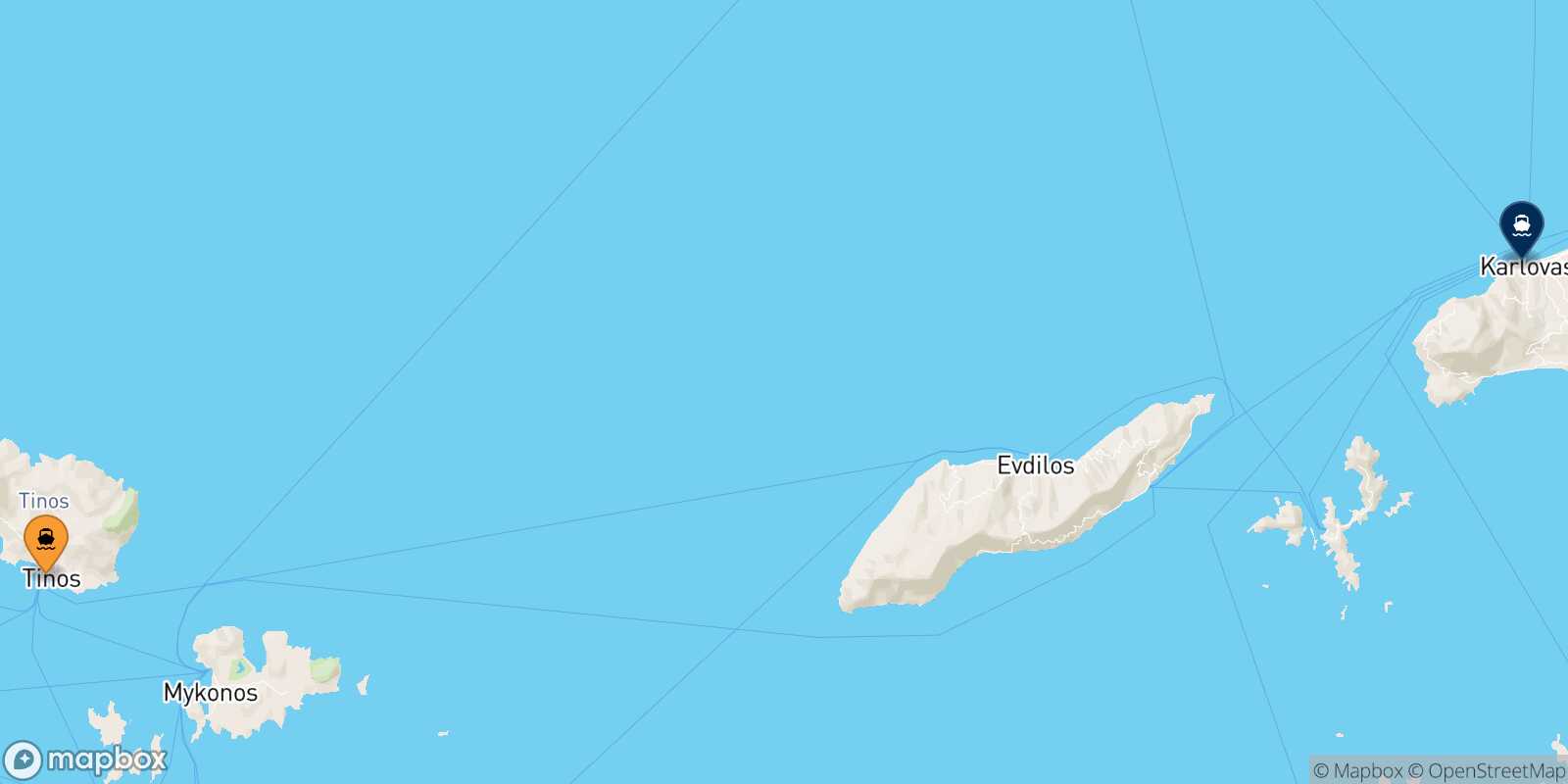 Mapa de la ruta Tinos Karlovassi (Samos)