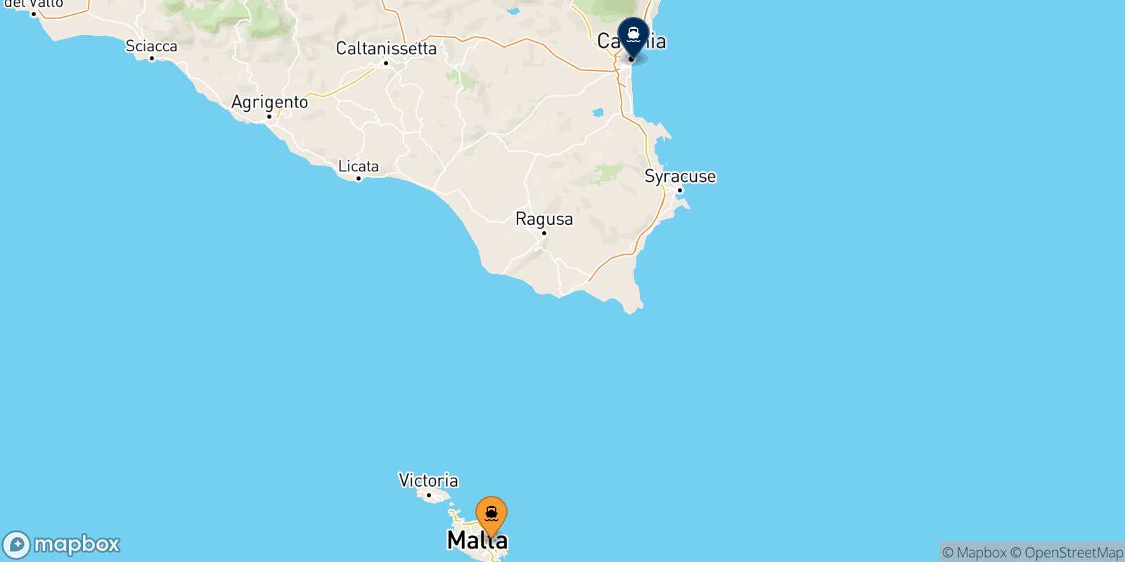 Mapa de la ruta La Valletta (Malta) Catania