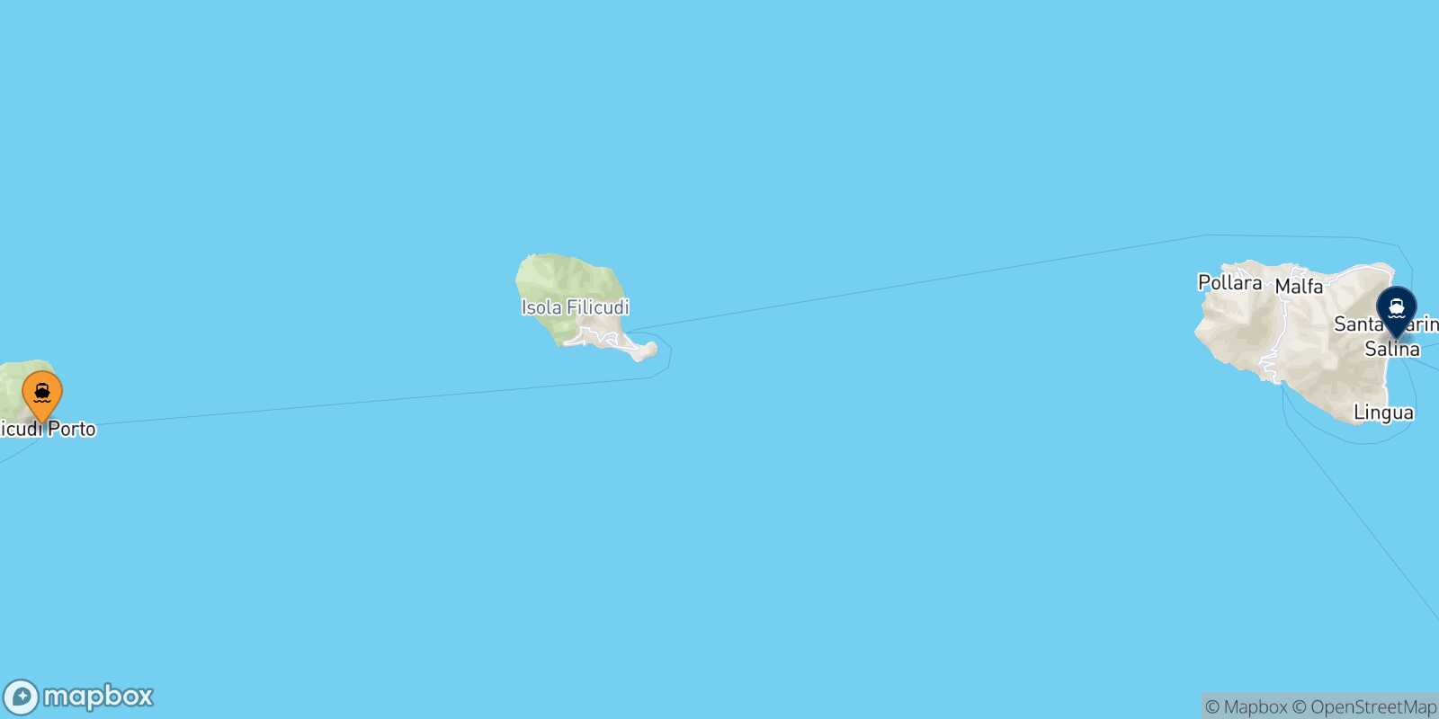 Mapa de la ruta Alicudi Santa Marina (Salina)