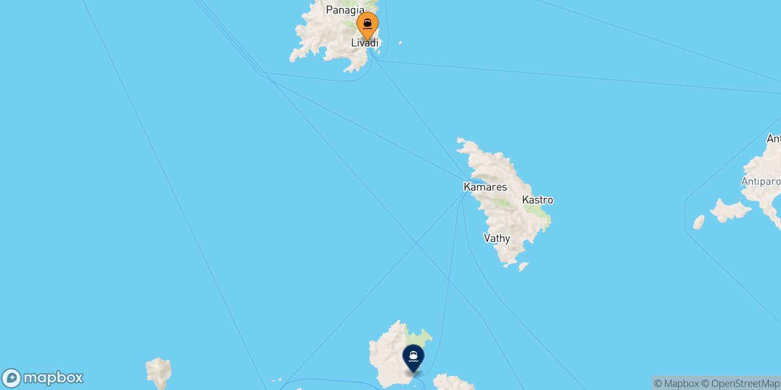 Mapa de la ruta Serifos Kimolos