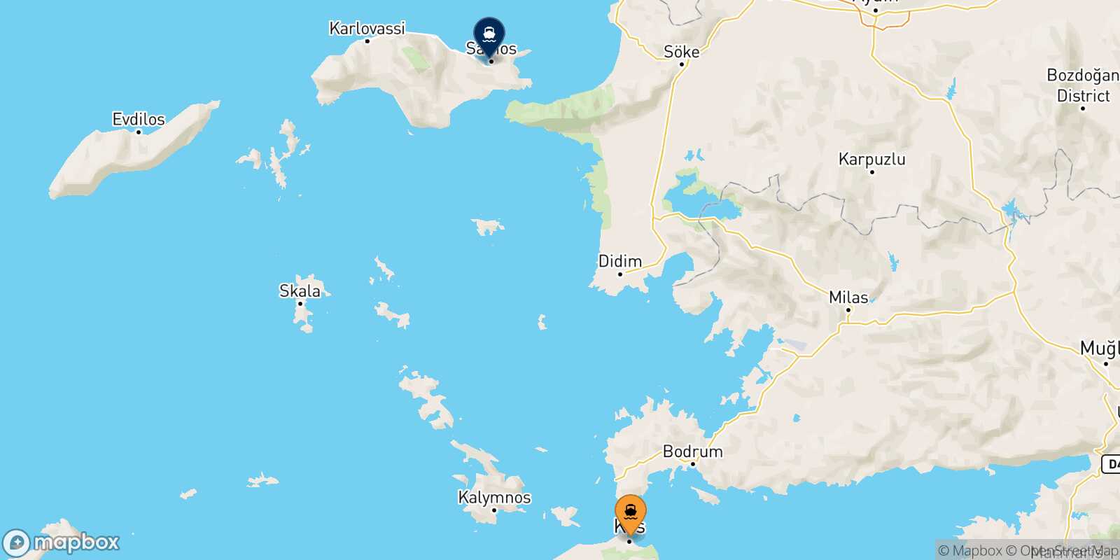 Mapa de la ruta Kos Vathi (Samos)