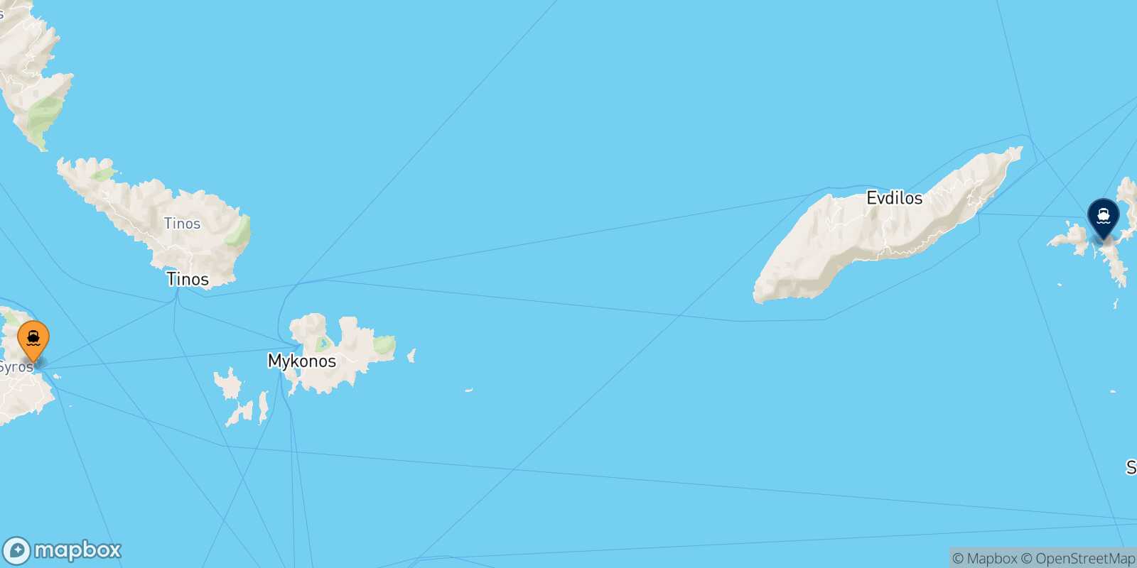 Mapa de la ruta Syros Fourni