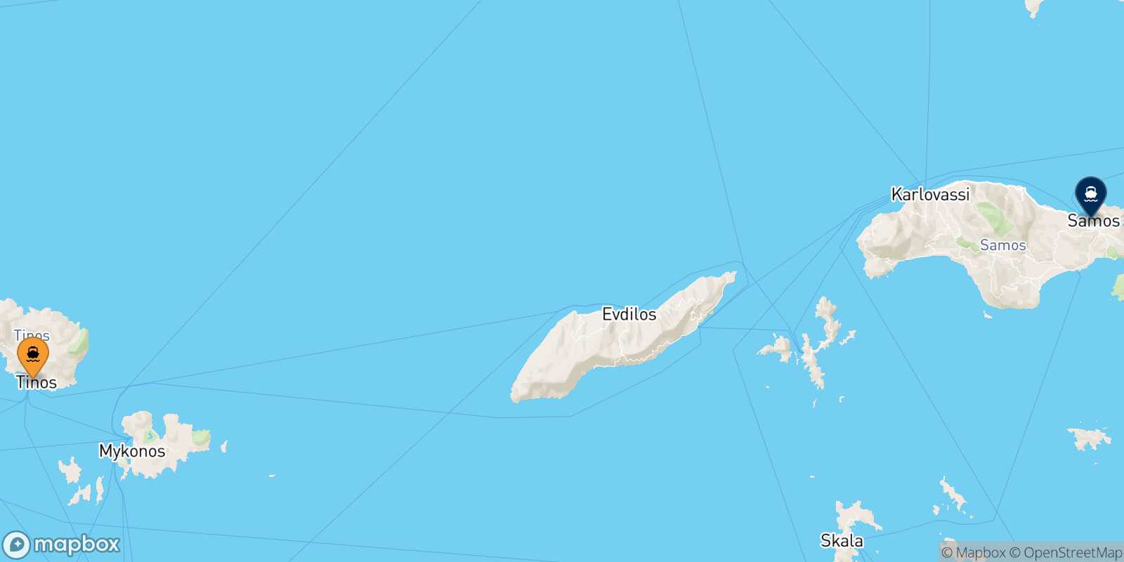 Mapa de la ruta Tinos Vathi (Samos)