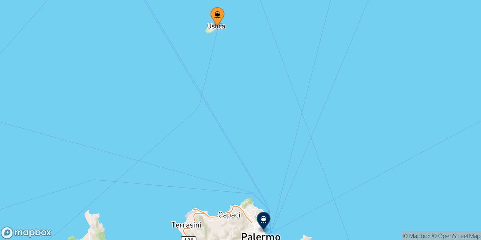 Mapa de la ruta Cala S.maria (Ustica) Palermo