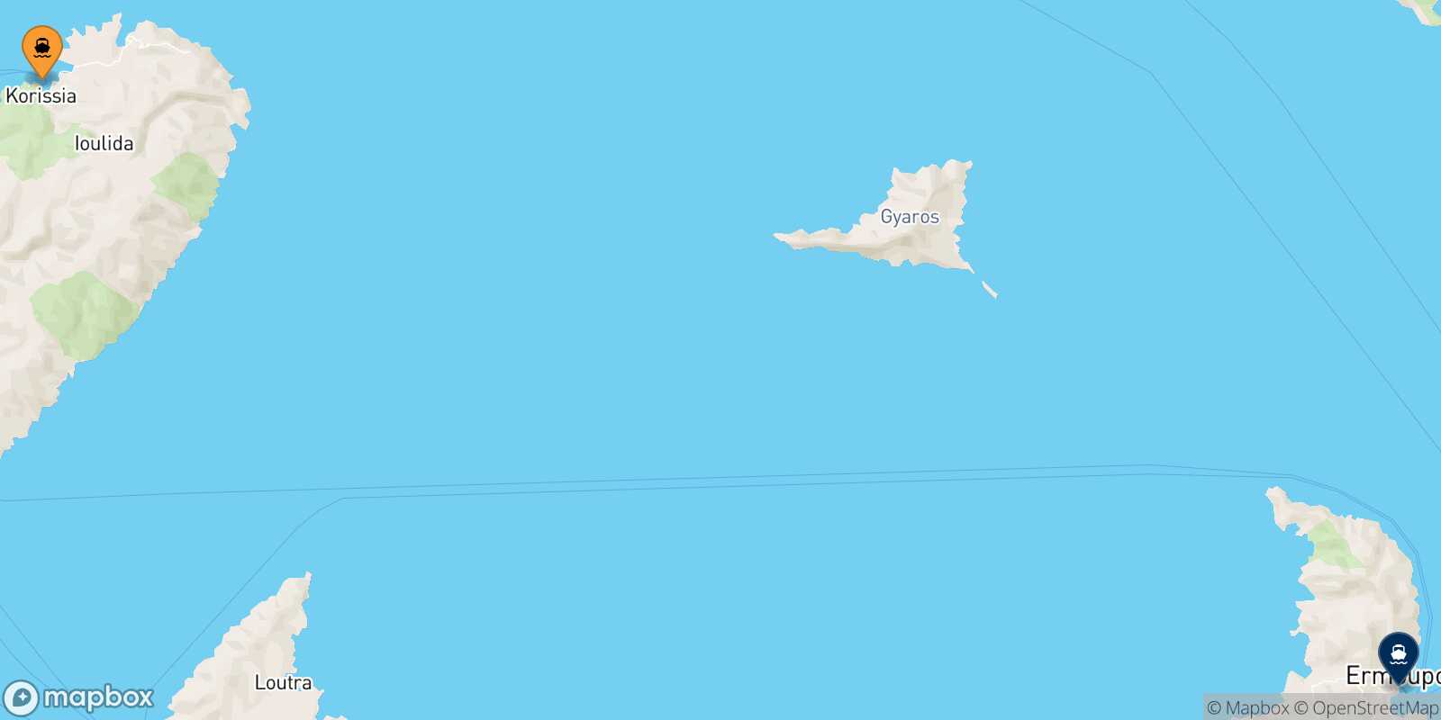 Mapa de la ruta Kea Syros