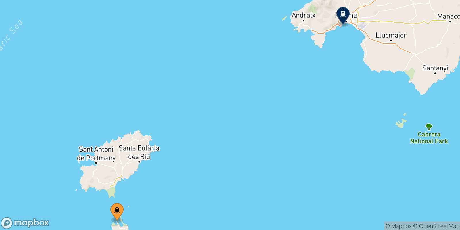 Mapa de la ruta Formentera Palma De Mallorca