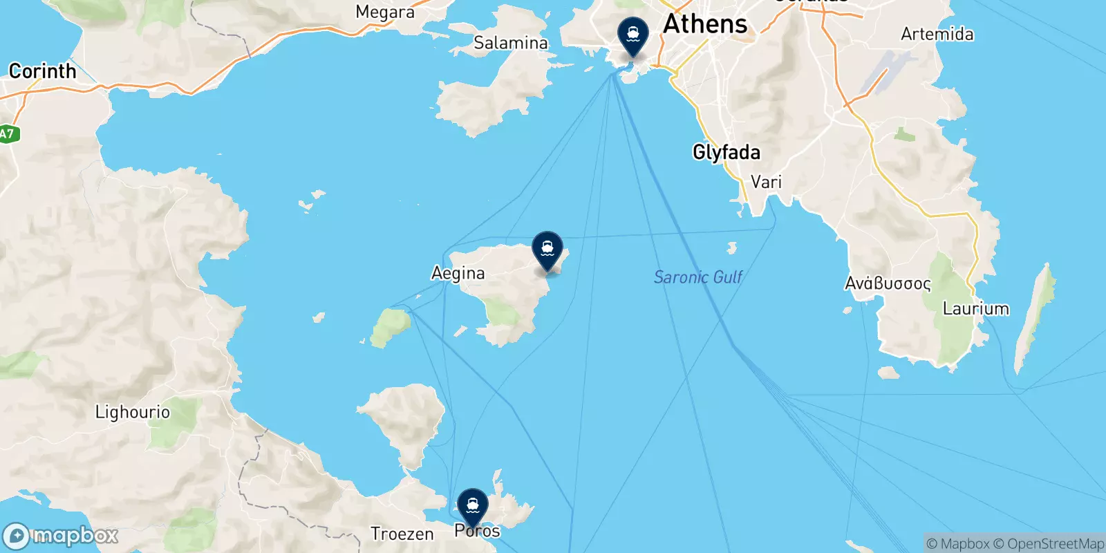 Mapa de los destinos Magic Sea Ferries