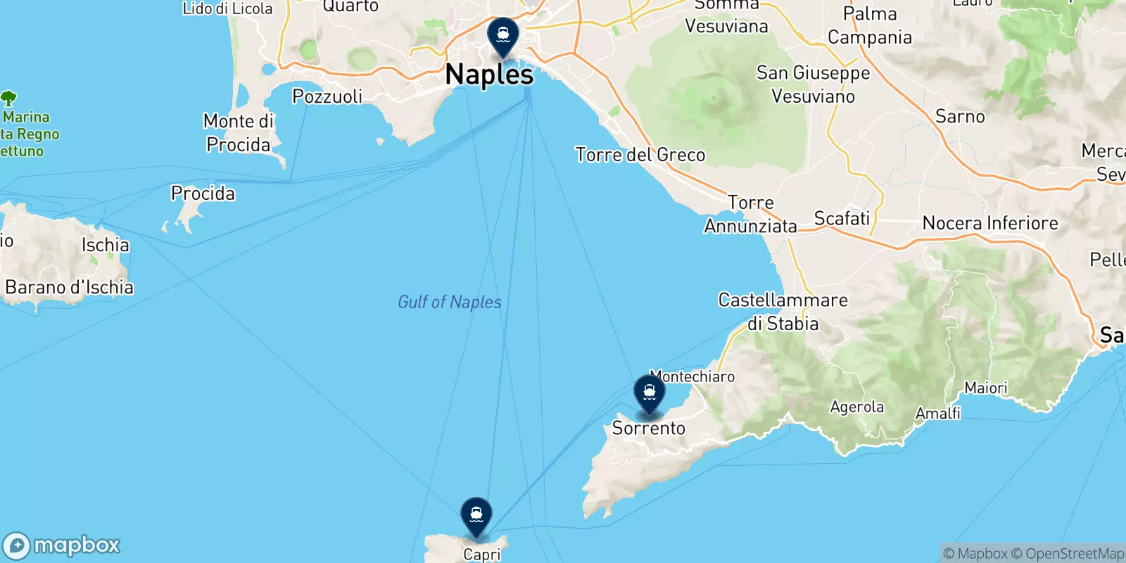 Mapa de los destinos Snav Gescab