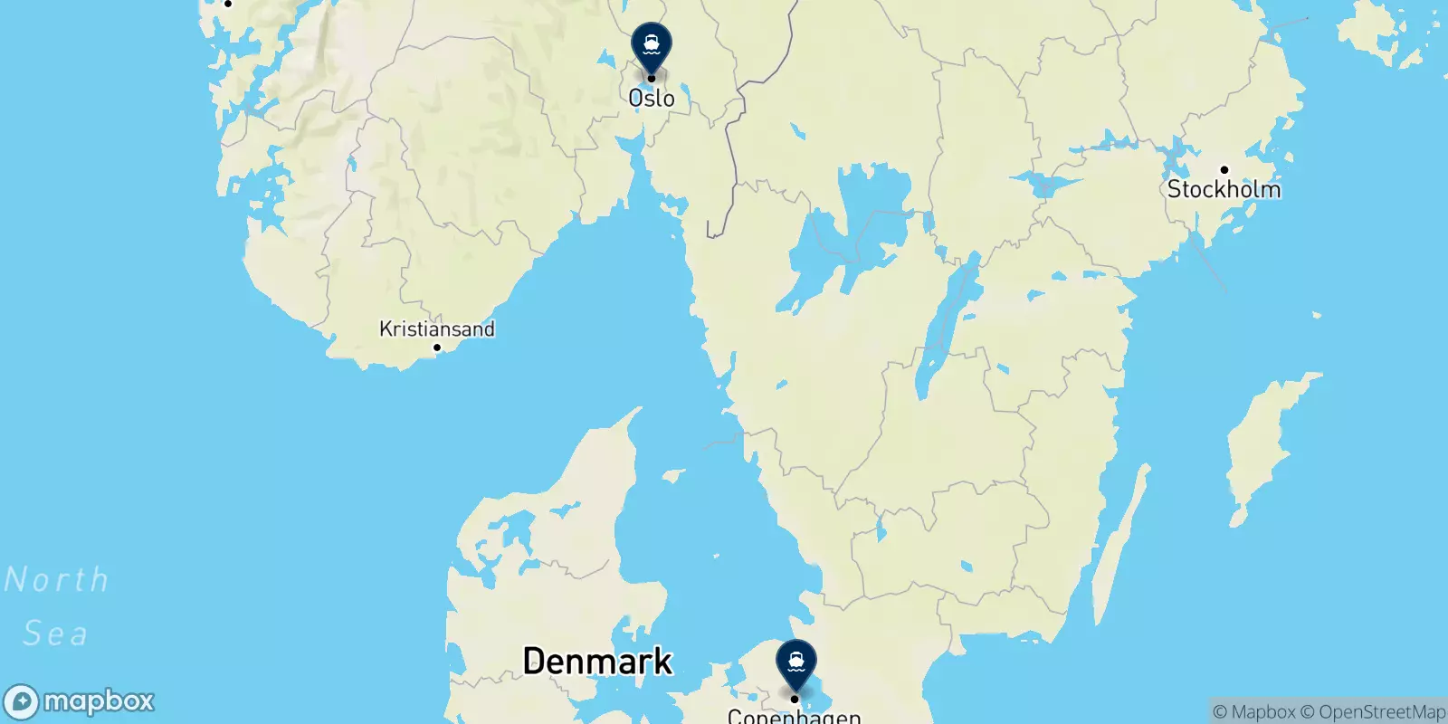 Mapa de los destinos Go Nordic Cruiseline