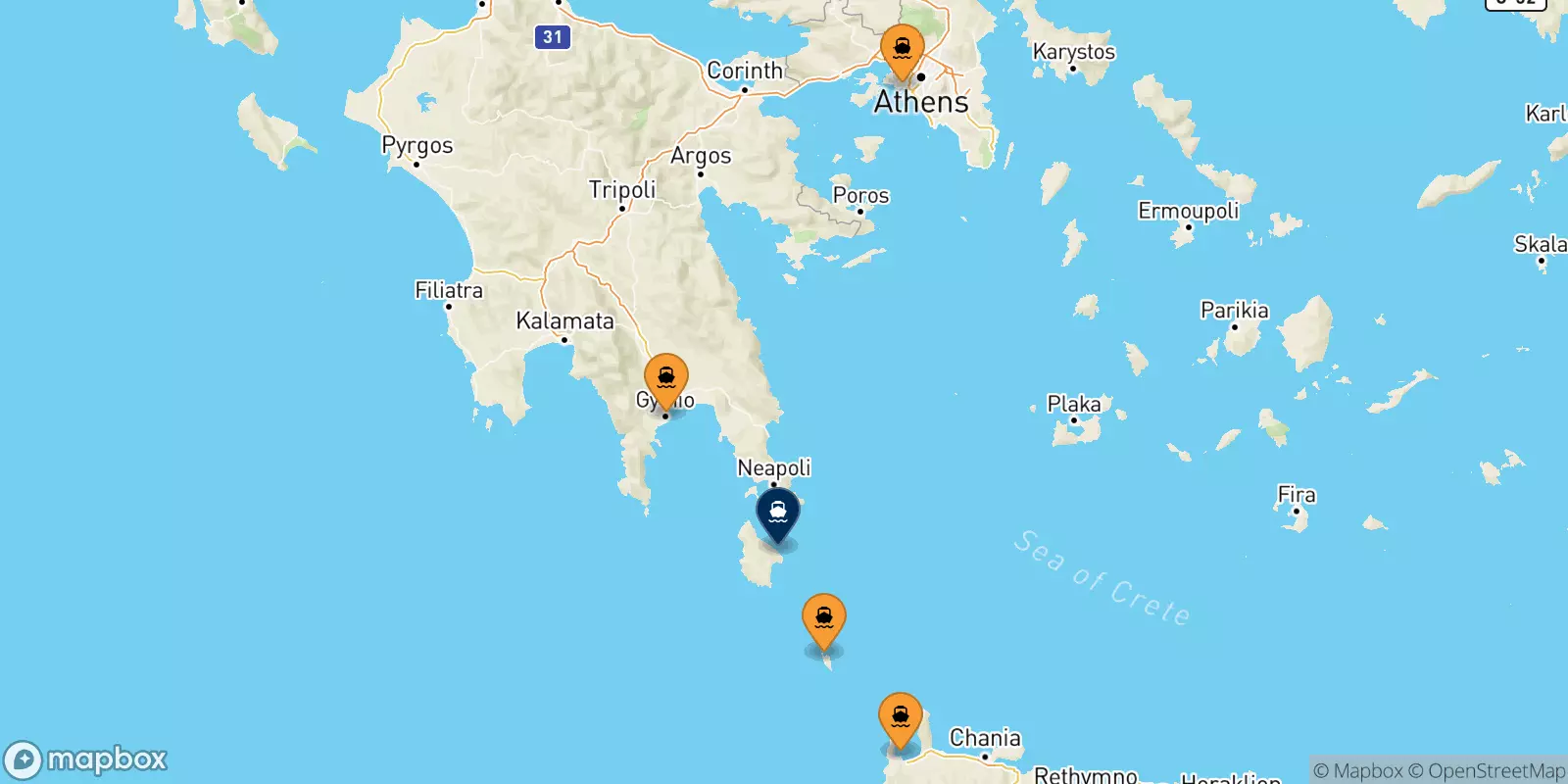 Ferries de Grecia a Kythira