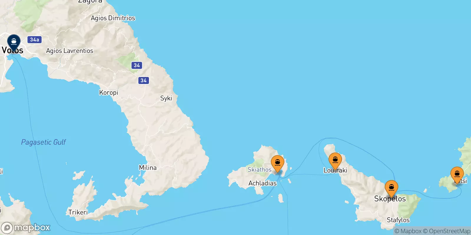 Ferries de Islas Espóradas a Volos