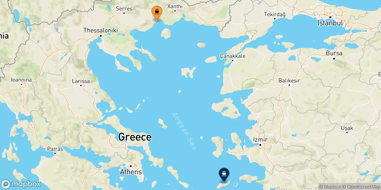 Ferries de Kavala a Agios Kirikos (Ikaria)