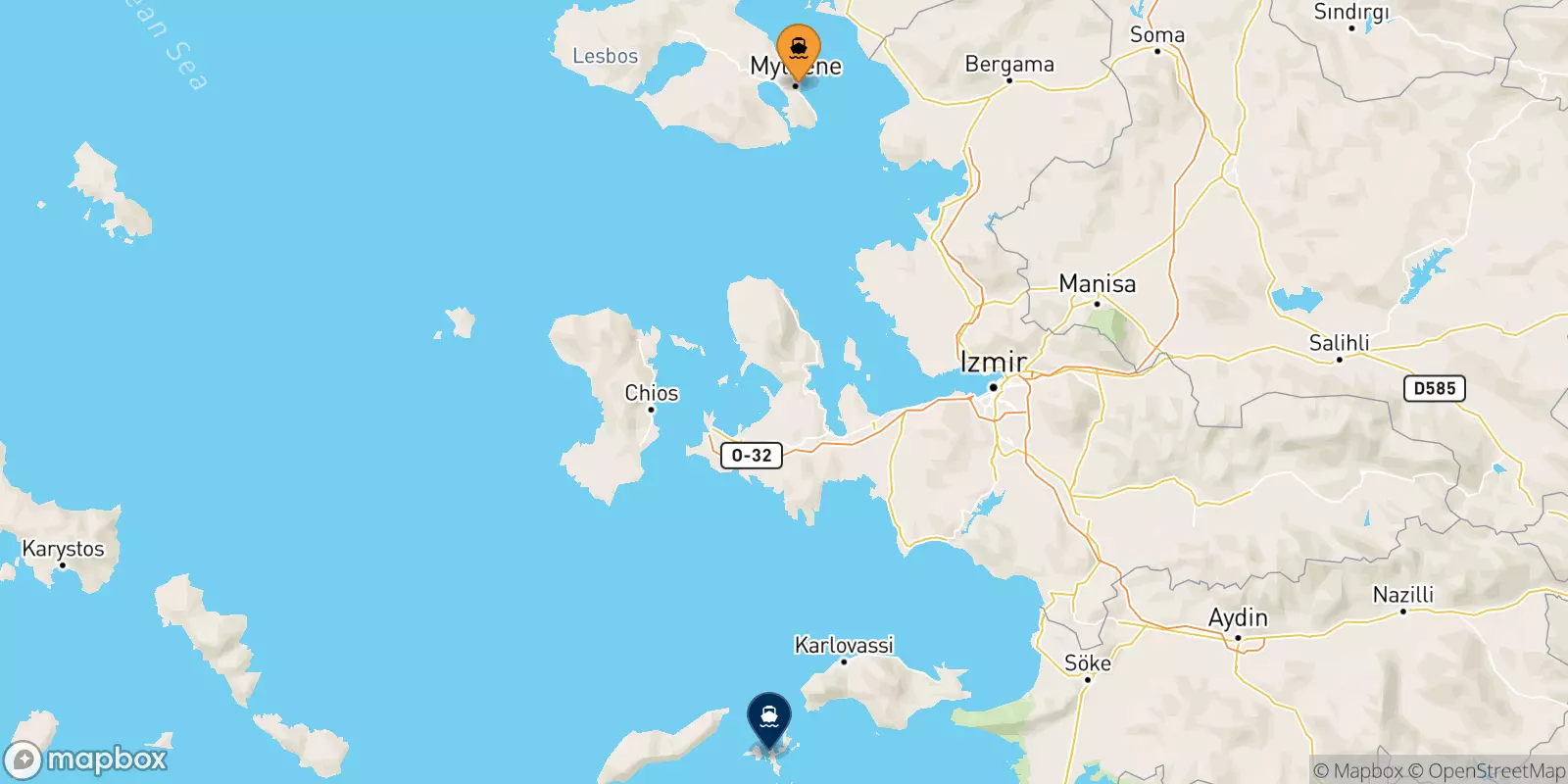 Ferries de Mytilene (Lesvos) a Fourni