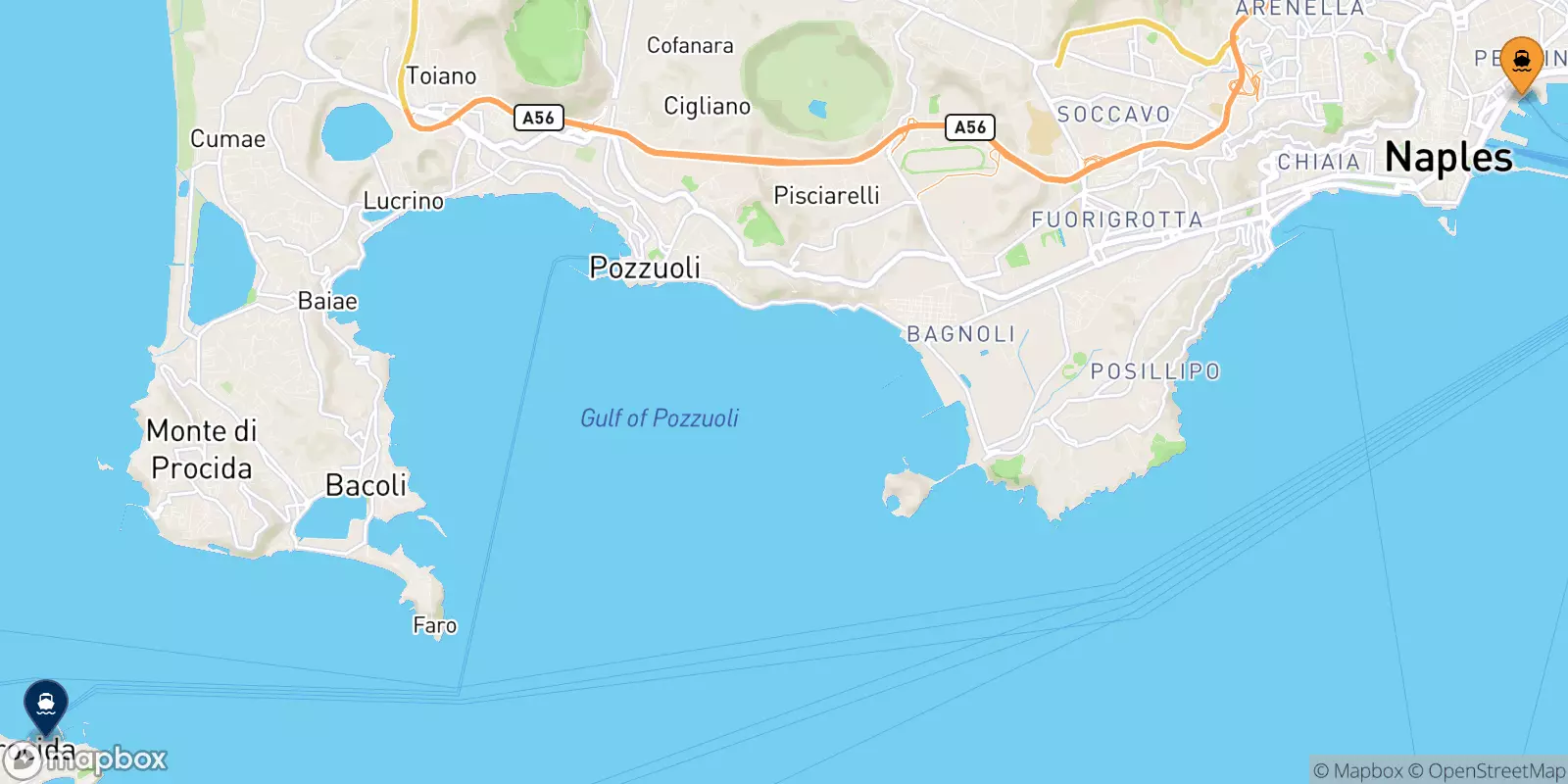 Ferries de Nápoles Beverello a Procida