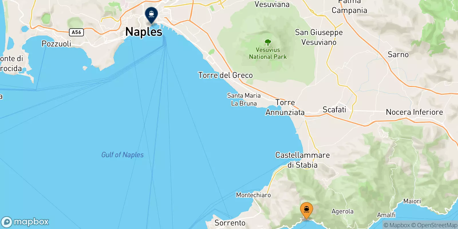 Ferries de Positano a Nápoles Beverello