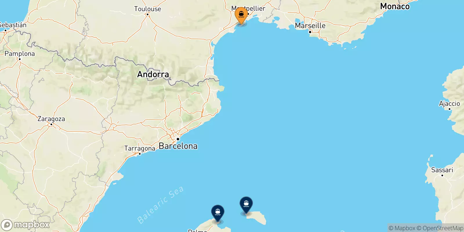 Ferries de Sète a España