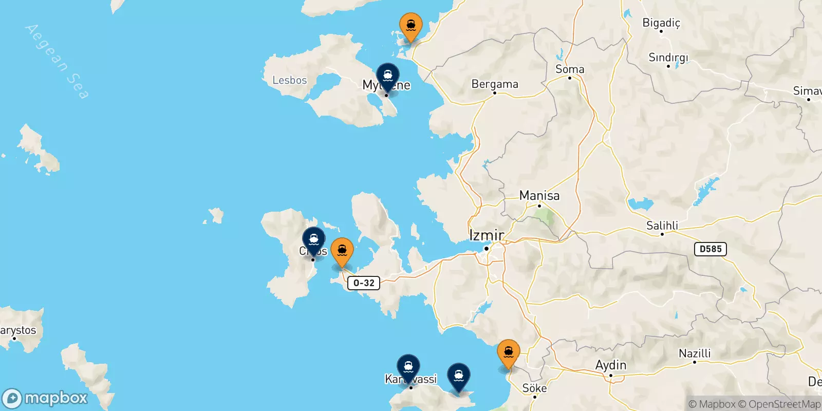 Ferries de Turquía a Islas Del Egeo