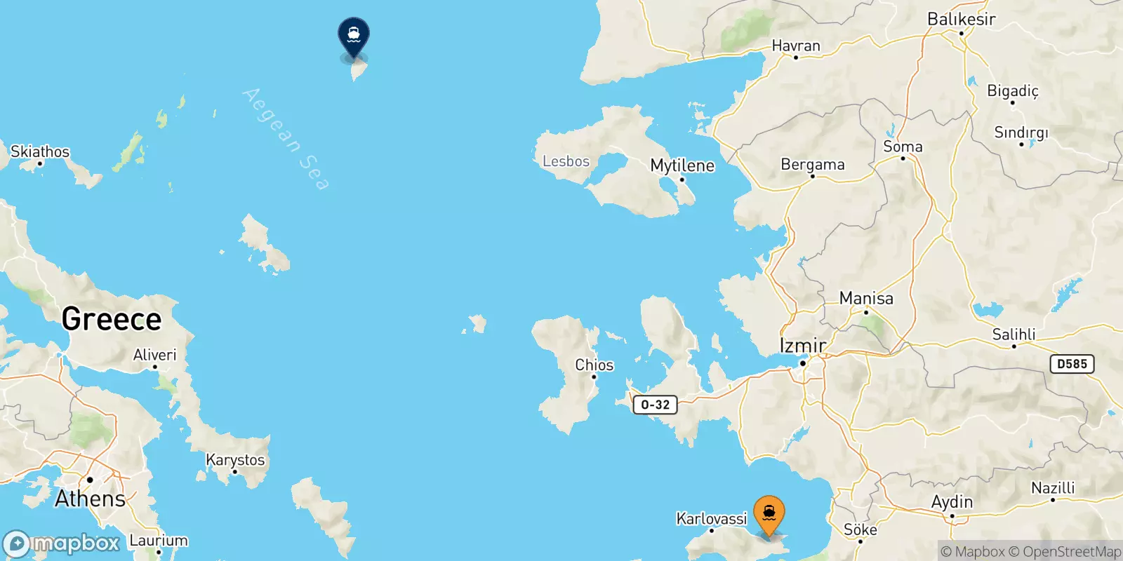 Ferries de Vathi (Samos) a Agios Efstratios