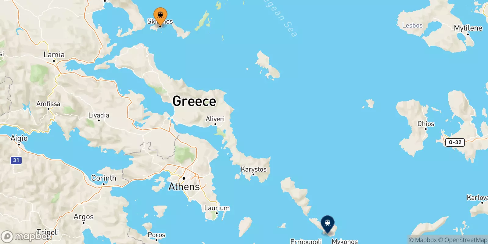 Ferries de Skiathos a Tinos