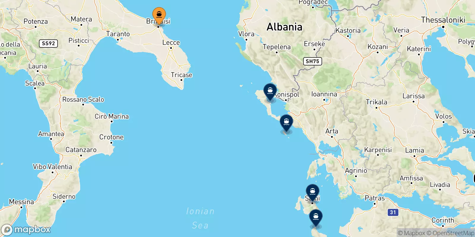 Ferries de Brindisi a Islas Jonicas