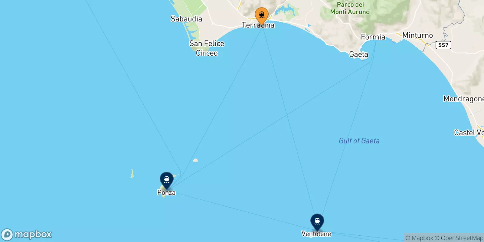 Ferries de Terracina a Islas Pontinas