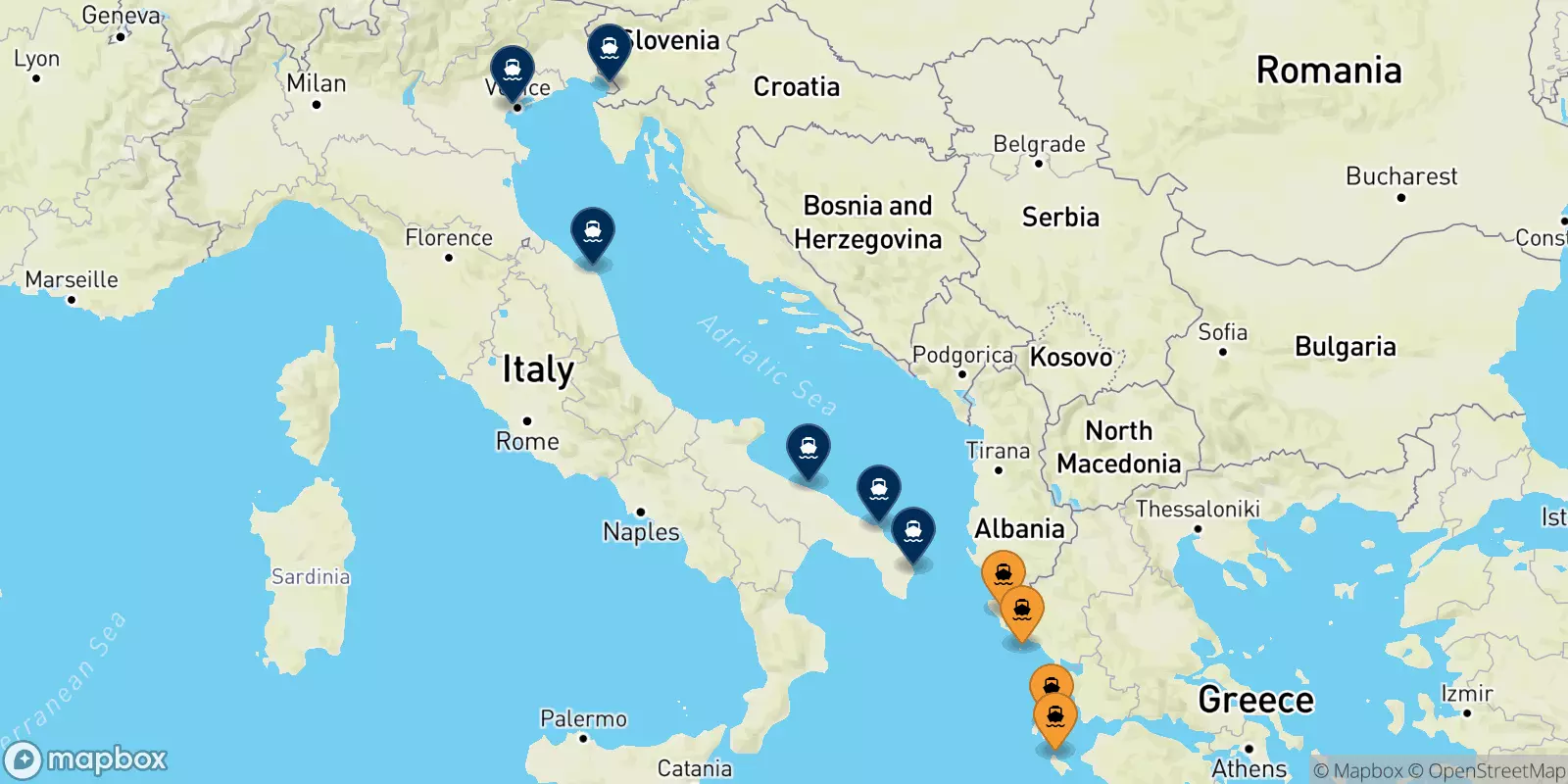 Ferries de Islas Jonicas a Italia