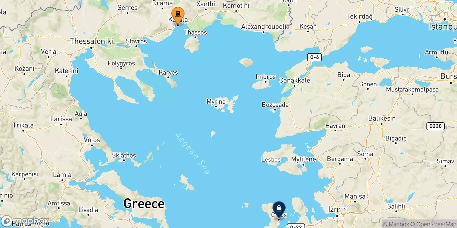 Ferries de Kavala a Mesta Chios