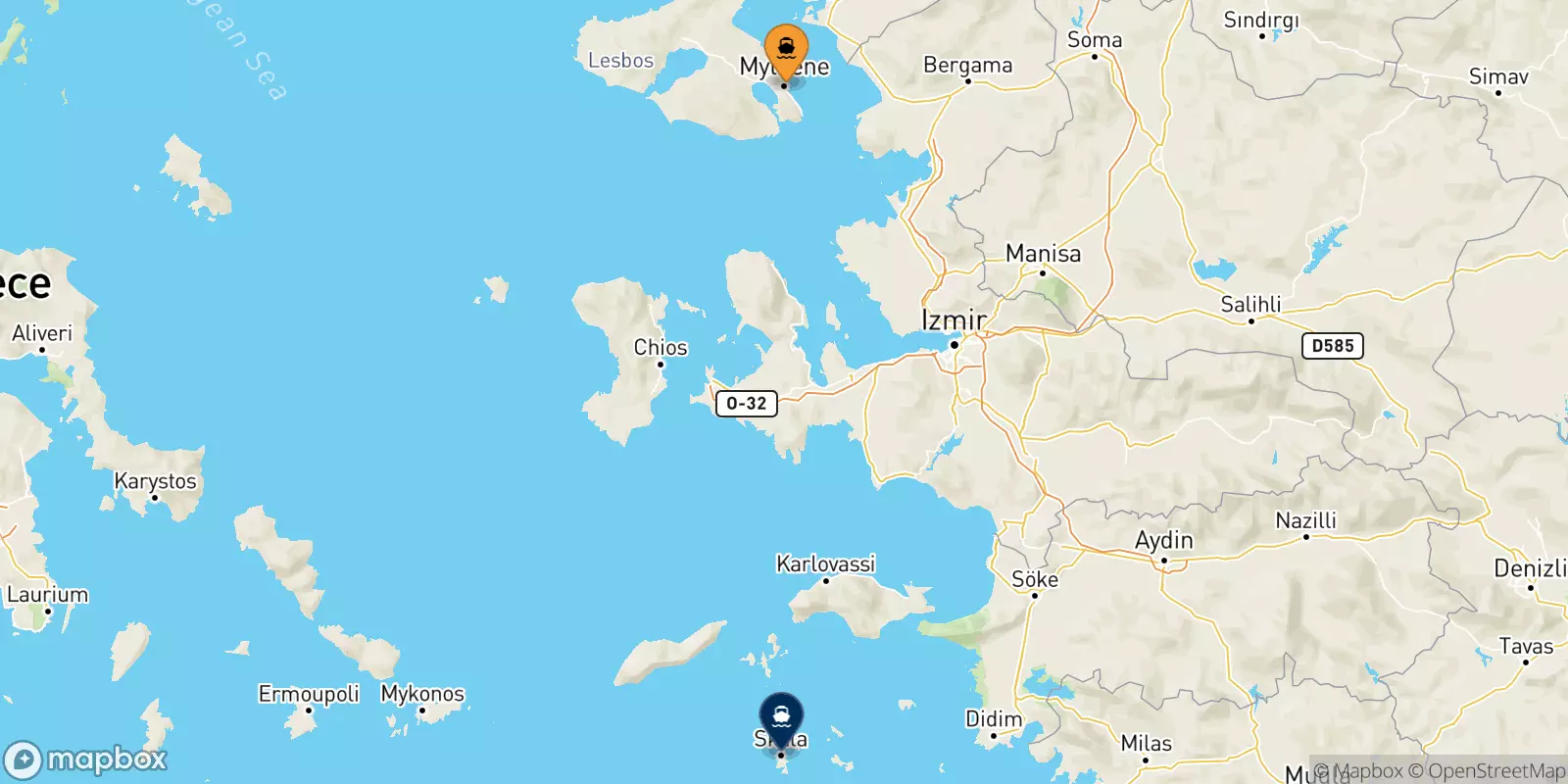 Ferries de Mytilene (Lesvos) a Patmos