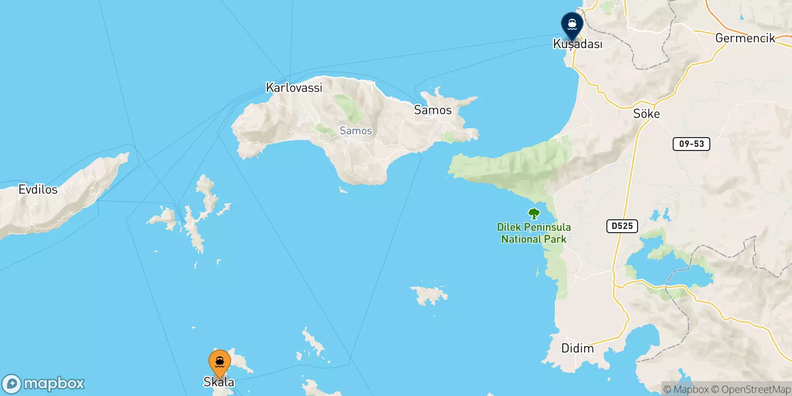 Ferries de Patmos a Kusadasi