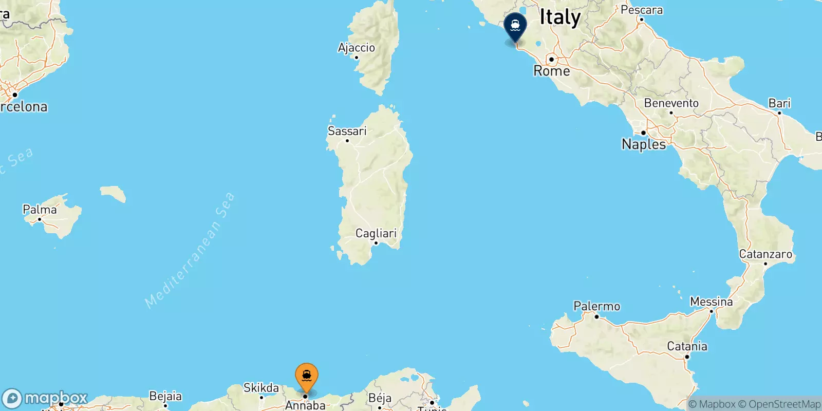 Ferries de Annaba a Civitavecchia